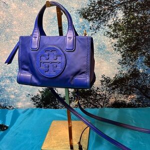 Tory Burch Ella Royal Blue Micro Crossbody / Tote Bag Excellent Condition